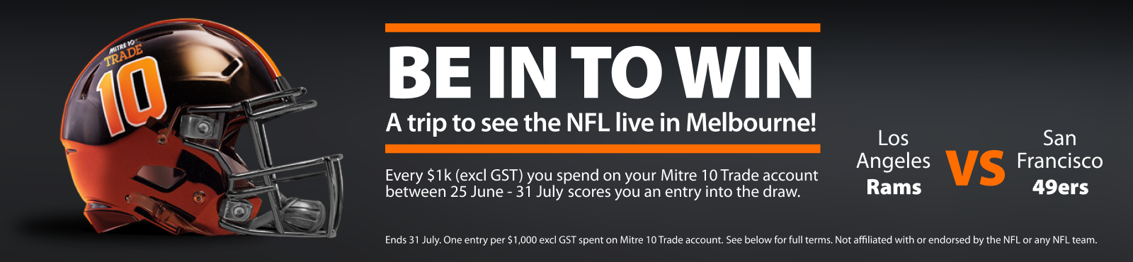 Be in to WIN a trip to see the NFL live in Melbourne!